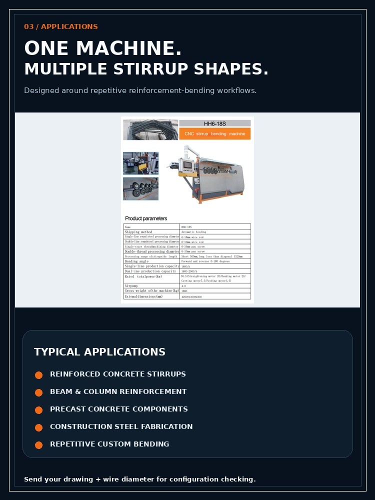 HH6-18S CNC Rebar Stirrup Bending Machine | Haihui Machinery